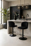 Maxwell Set of 2 Black Textured Fabric Curved Bar Chairs