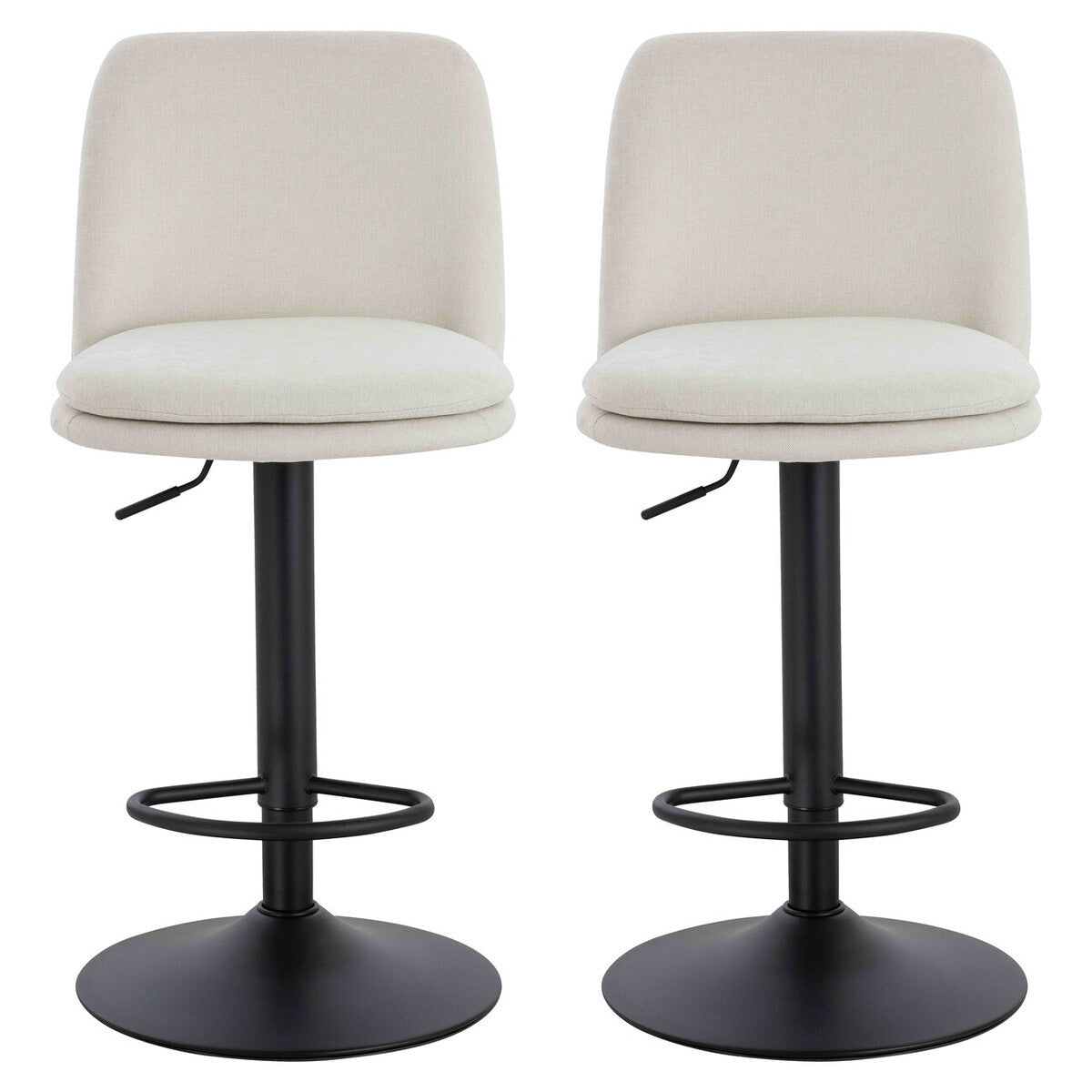 Maxwell Set of 2 Beige Textured Fabric Cushioned Bar Chairs