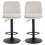 Maxwell Set of 2 Beige Textured Fabric Cushioned Bar Chairs