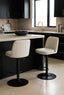 Maxwell Set of 2 Beige Textured Fabric Cushioned Bar Chairs