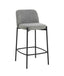 Maxwell Set of 2 Light Grey Textured Fabric Bar Chairs with Black Legs