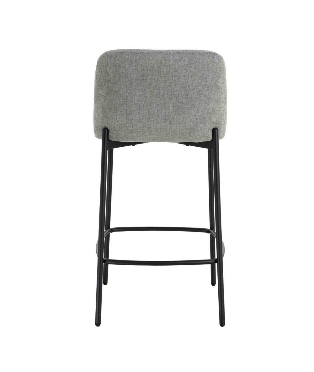 Maxwell Set of 2 Light Grey Textured Fabric Bar Chairs with Black Legs