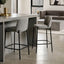 Maxwell Set of 2 Light Grey Textured Fabric Bar Chairs with Black Legs