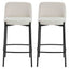 Maxwell Set of Two Beige Textured Fabric Bar Chairs with Black Legs