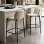 Maxwell Set of Two Beige Textured Fabric Bar Chairs with Black Legs