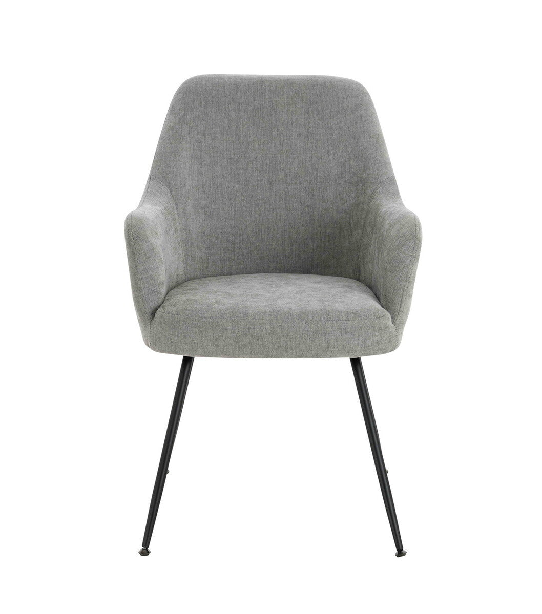 Maxwell Set of 2 Light Grey Textured Fabric Dining Chairs with Arms