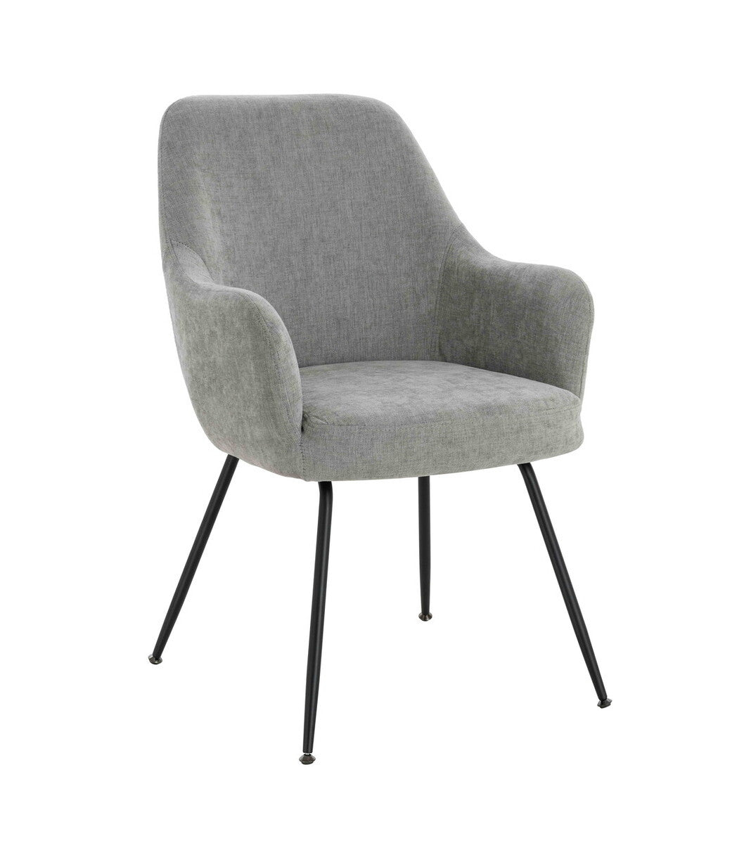 Maxwell Set of 2 Light Grey Textured Fabric Dining Chairs with Arms