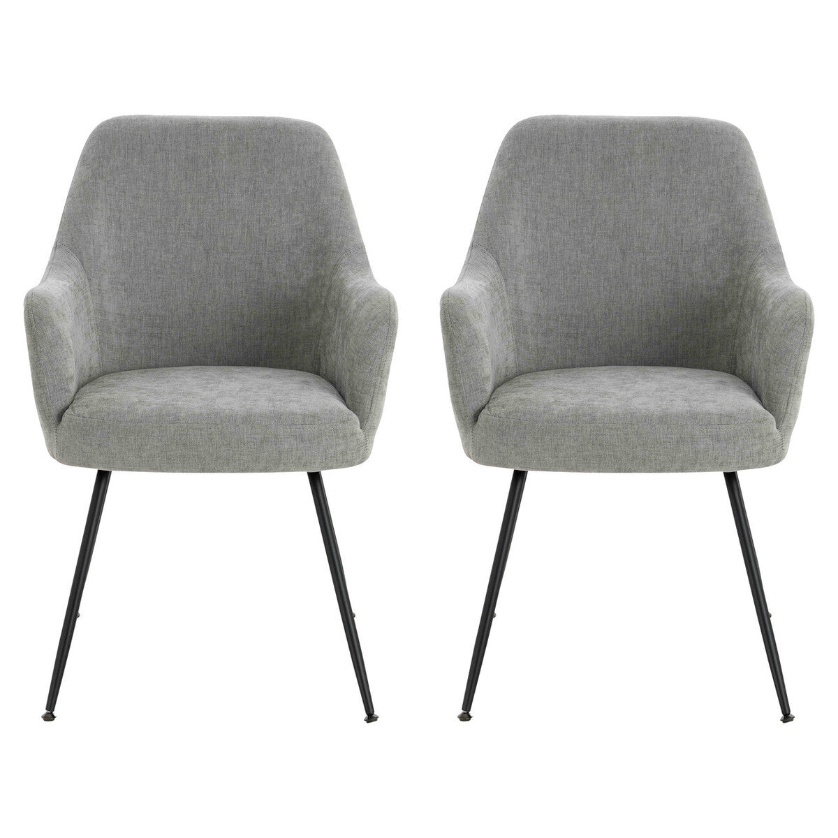Maxwell Set of 2 Light Grey Textured Fabric Dining Chairs with Arms