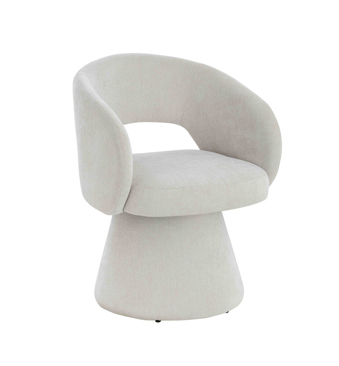 Maxwell Textured Beige Fabric Curved Swivel Dining Chair