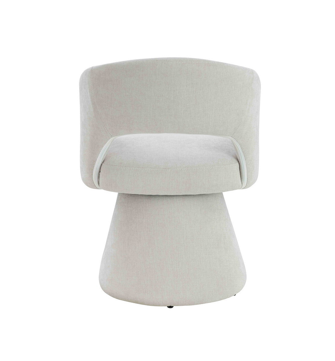 Maxwell Textured Beige Fabric Curved Swivel Dining Chair