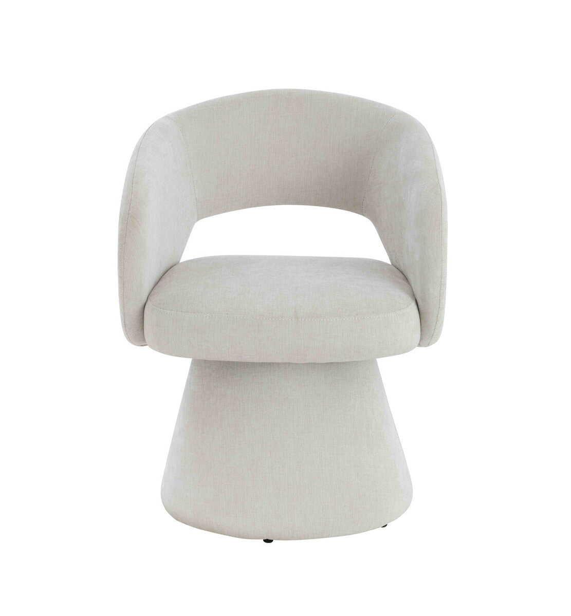 Maxwell Textured Beige Fabric Curved Swivel Dining Chair