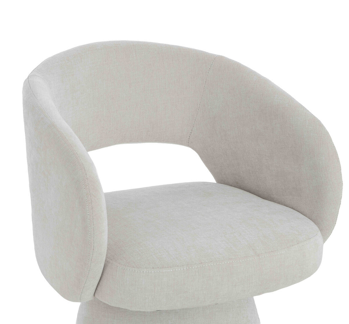 Maxwell Textured Beige Fabric Curved Swivel Dining Chair