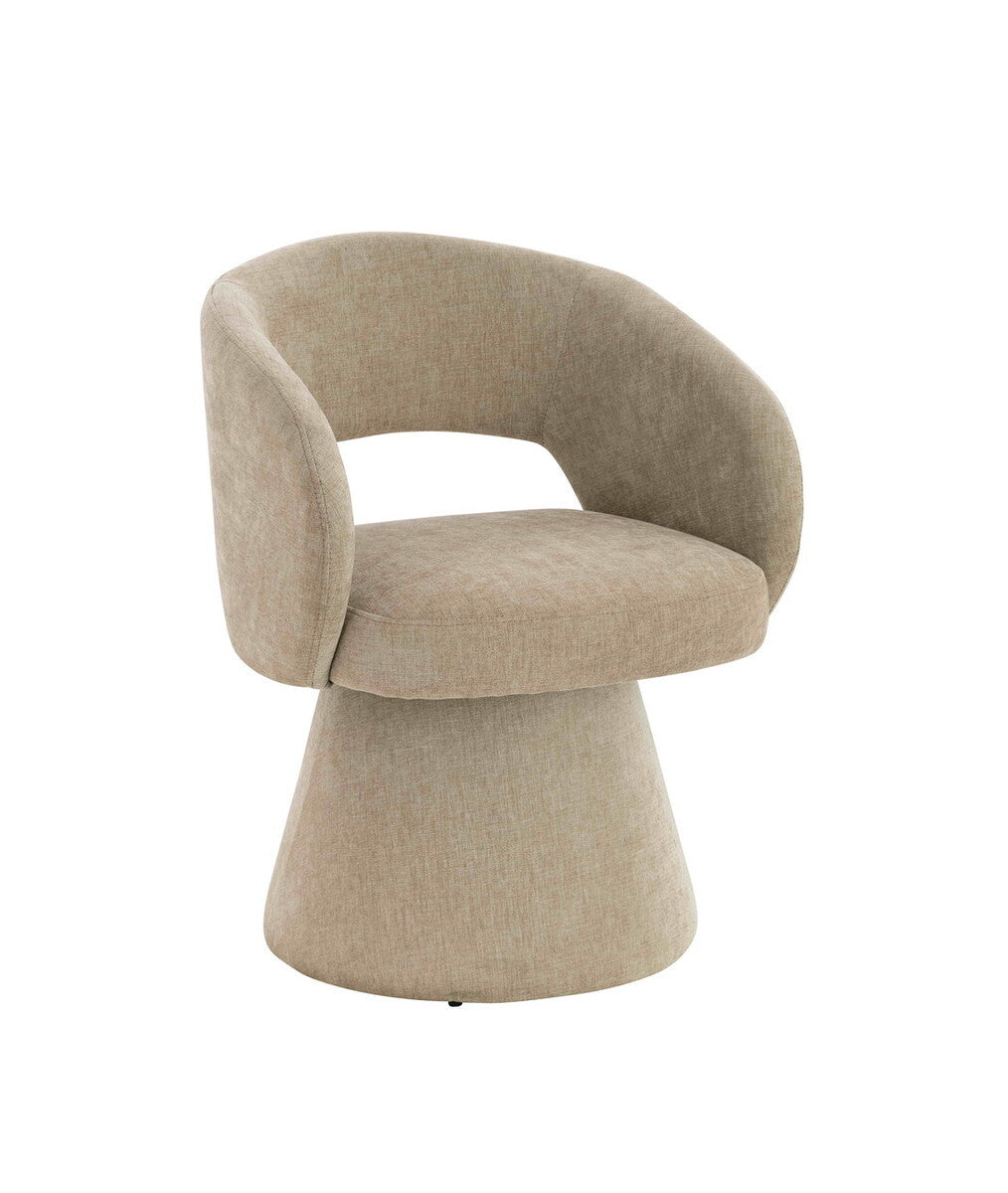Maxwell Stone Chenille Curved Swivel Dining Chair