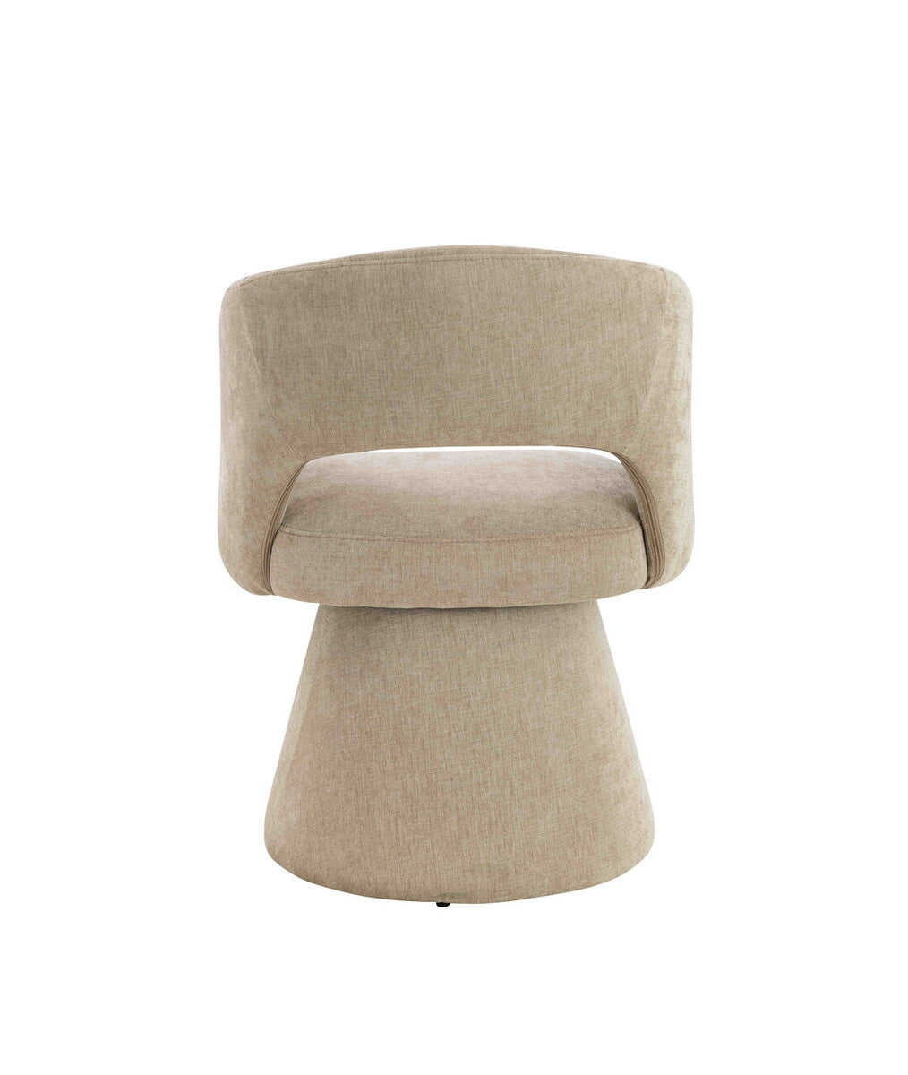 Maxwell Stone Chenille Curved Swivel Dining Chair