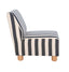 Parlan Black and White Stripe Armless Chair with Wooden Feet
