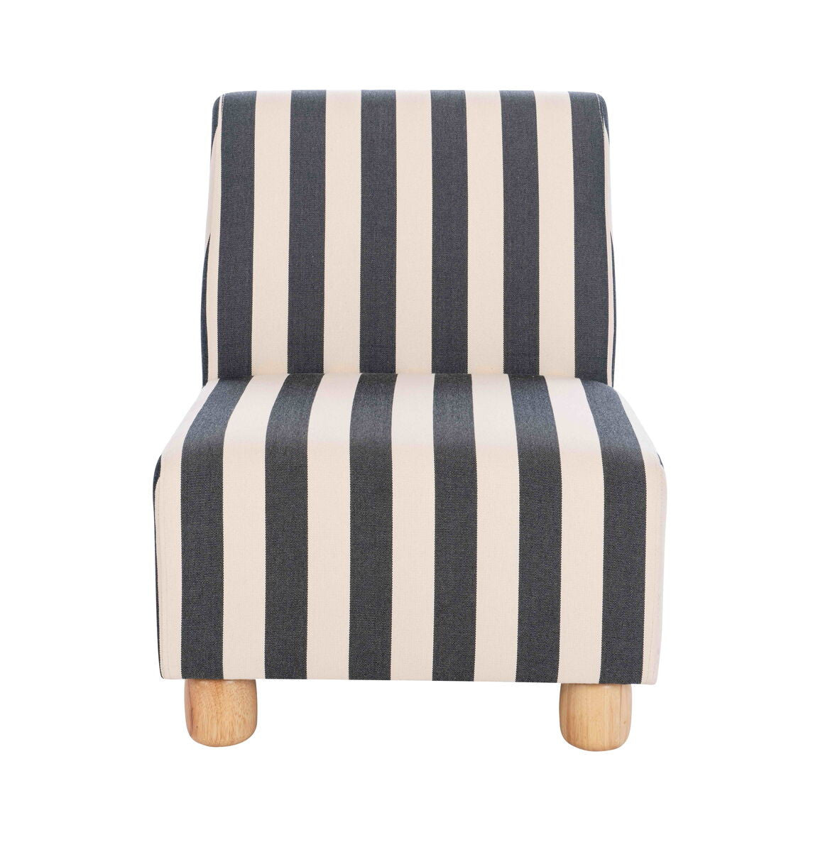 Parlan Black and White Stripe Armless Chair with Wooden Feet
