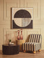 Parlan Black and White Stripe Armless Chair with Wooden Feet