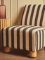 Parlan Black and White Stripe Armless Chair with Wooden Feet