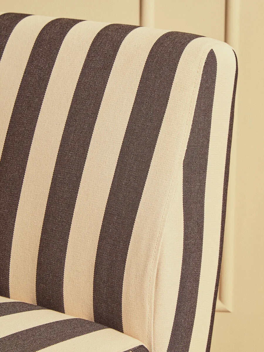 Parlan Black and White Stripe Armless Chair with Wooden Feet