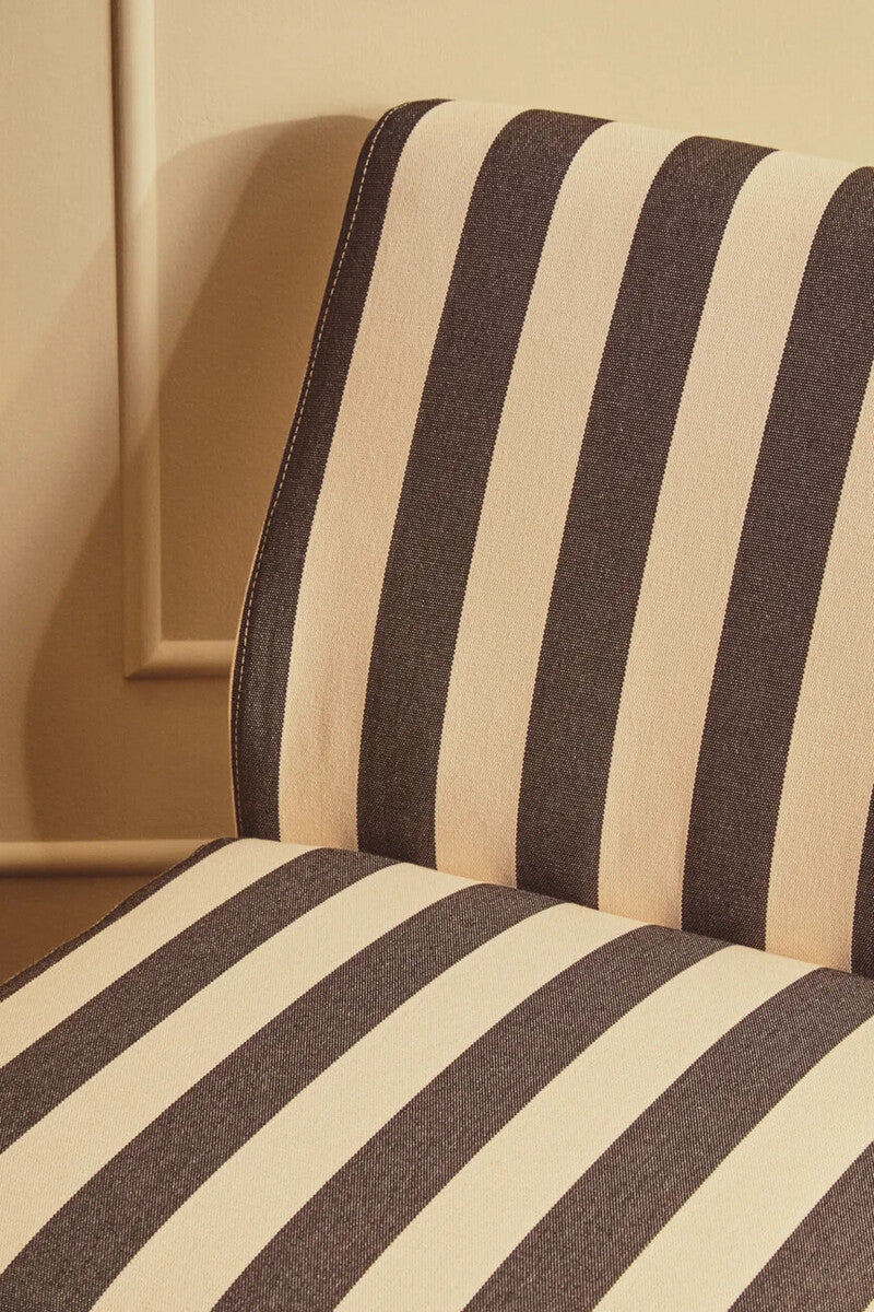 Parlan Black and White Stripe Armless Chair with Wooden Feet