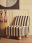 Parlan Black and White Stripe Armless Chair with Wooden Feet