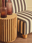 Parlan Black and White Stripe Armless Chair with Wooden Feet