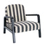 Parnay Black and White Stripe Armchair with Wooden Frame
