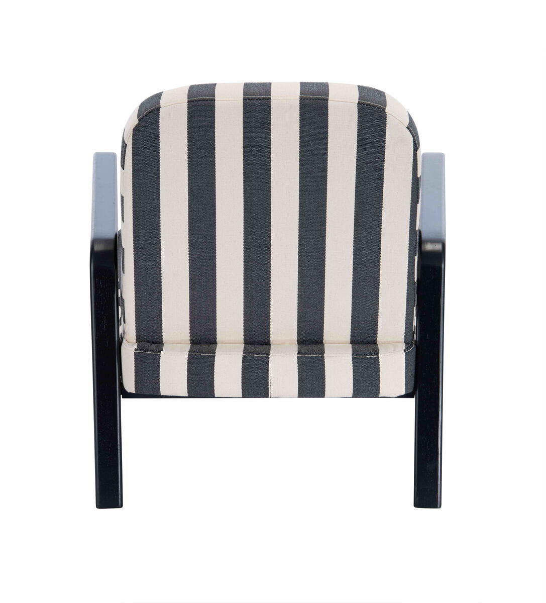 Parnay Black and White Stripe Armchair with Wooden Frame