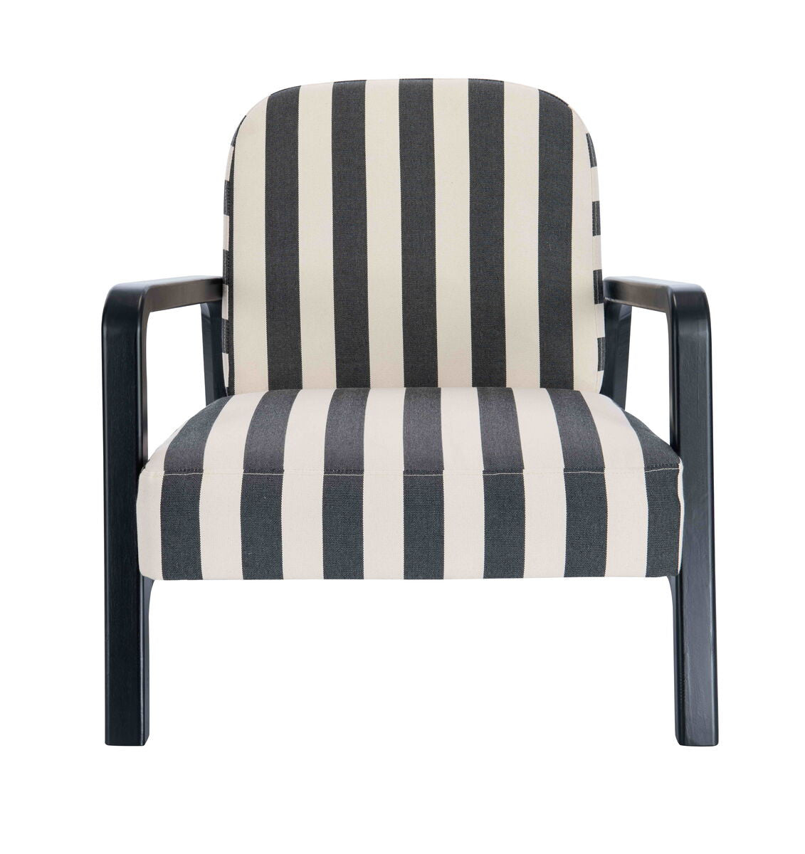 Parnay Black and White Stripe Armchair with Wooden Frame
