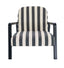 Parnay Black and White Stripe Armchair with Wooden Frame