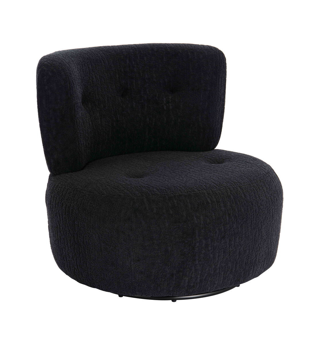 Passa Black Textured Curved Swivel Lounge Chair