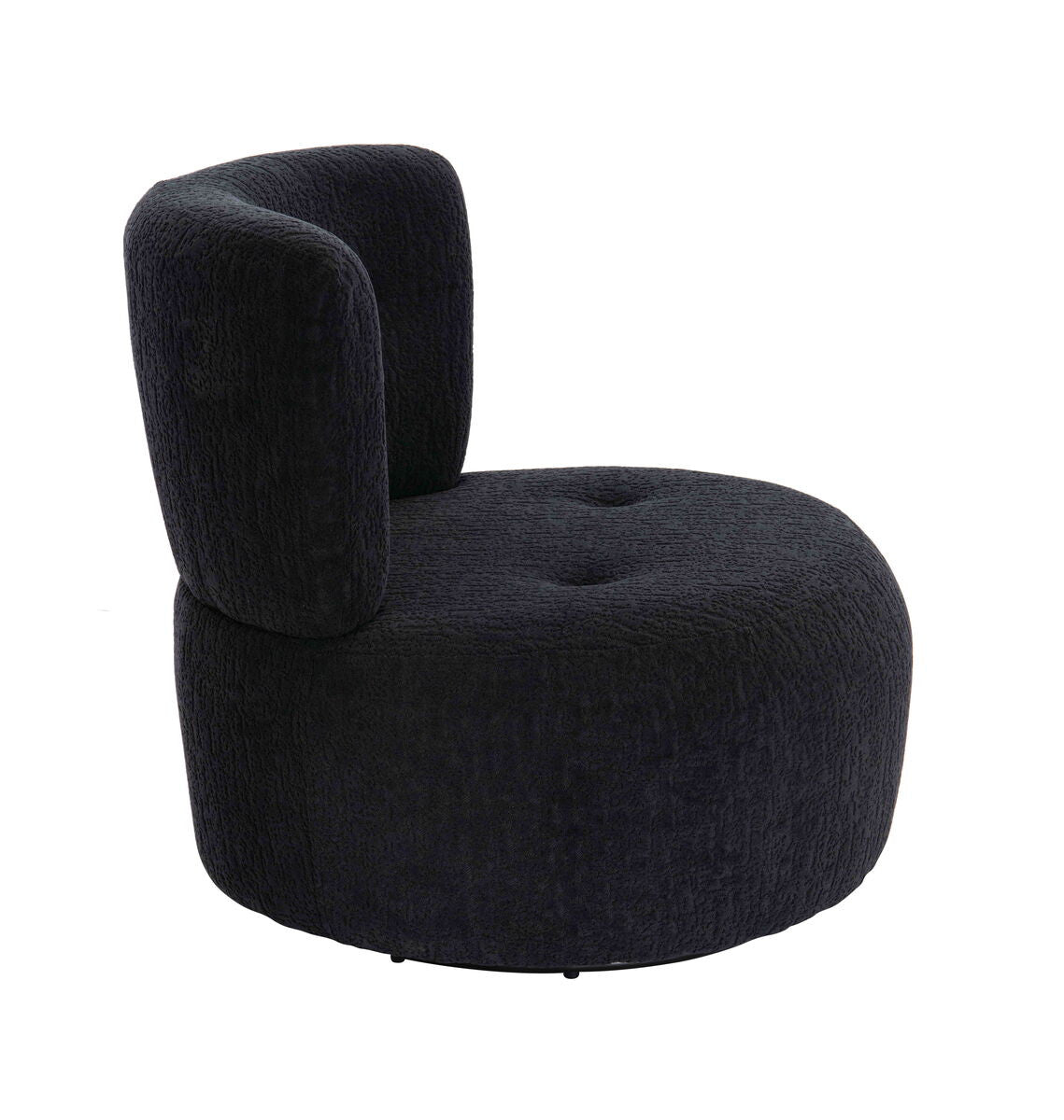 Passa Black Textured Curved Swivel Lounge Chair