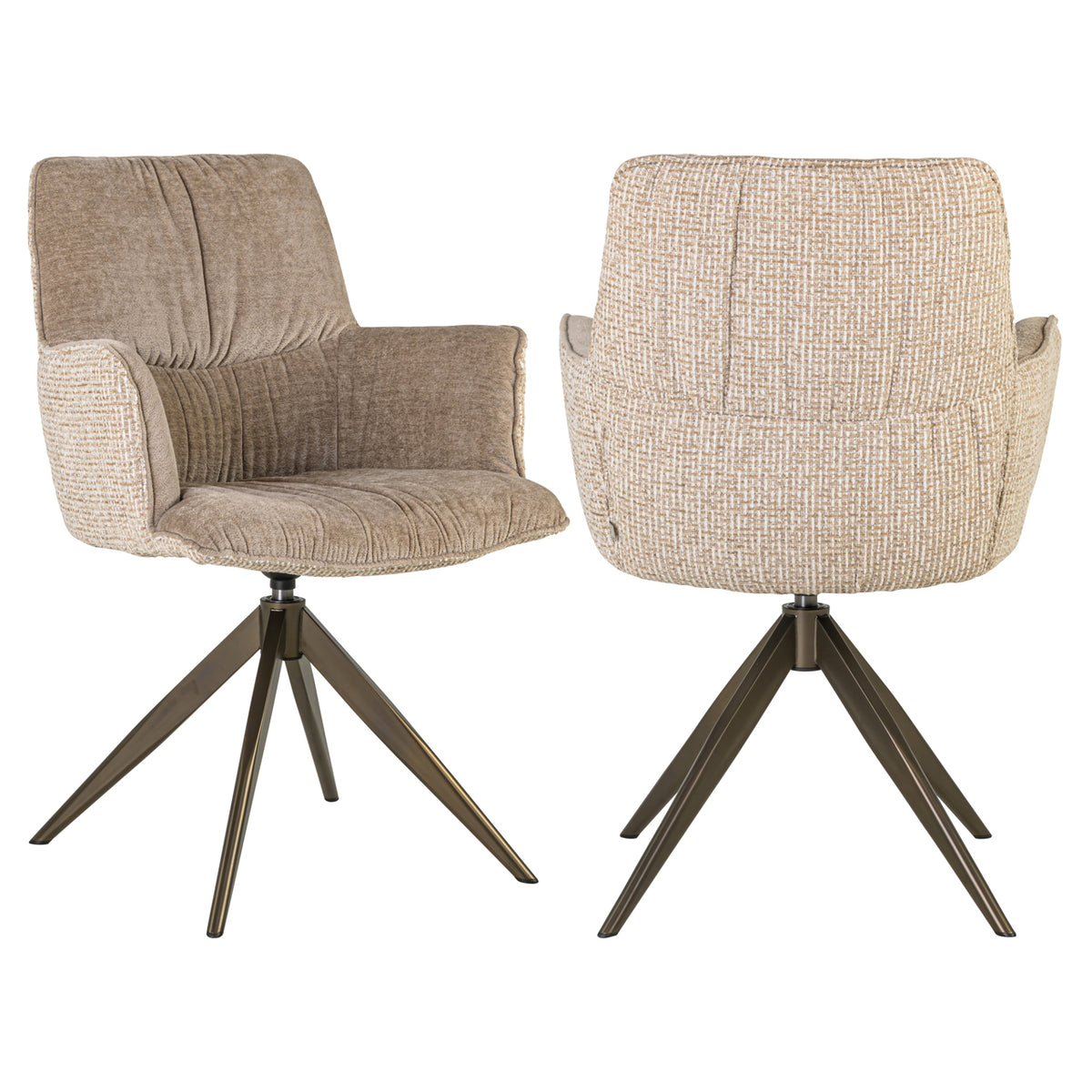 Dining chair Chase cream blockweave swivel