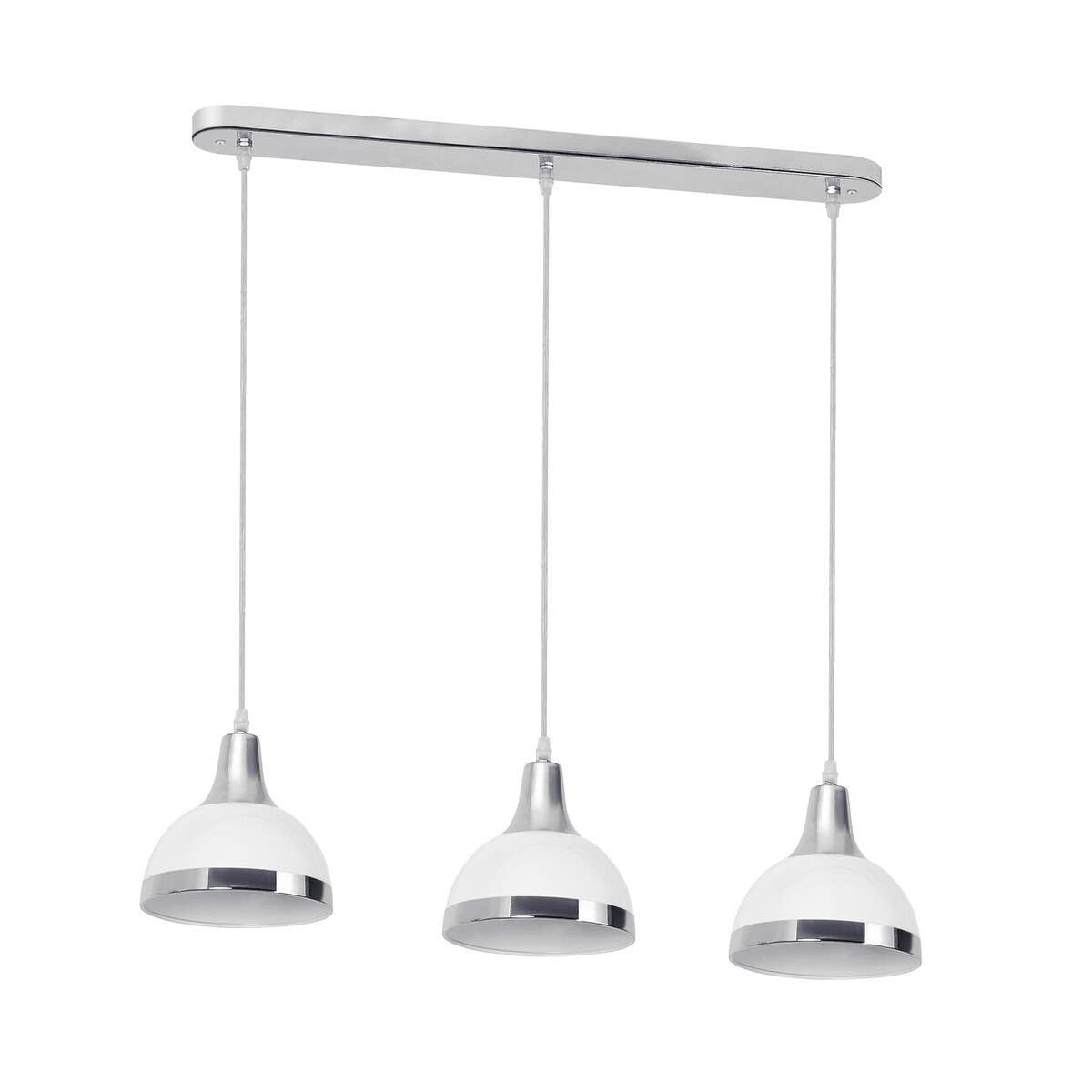 Vermont Three White and Chrome Shade Pendant Light