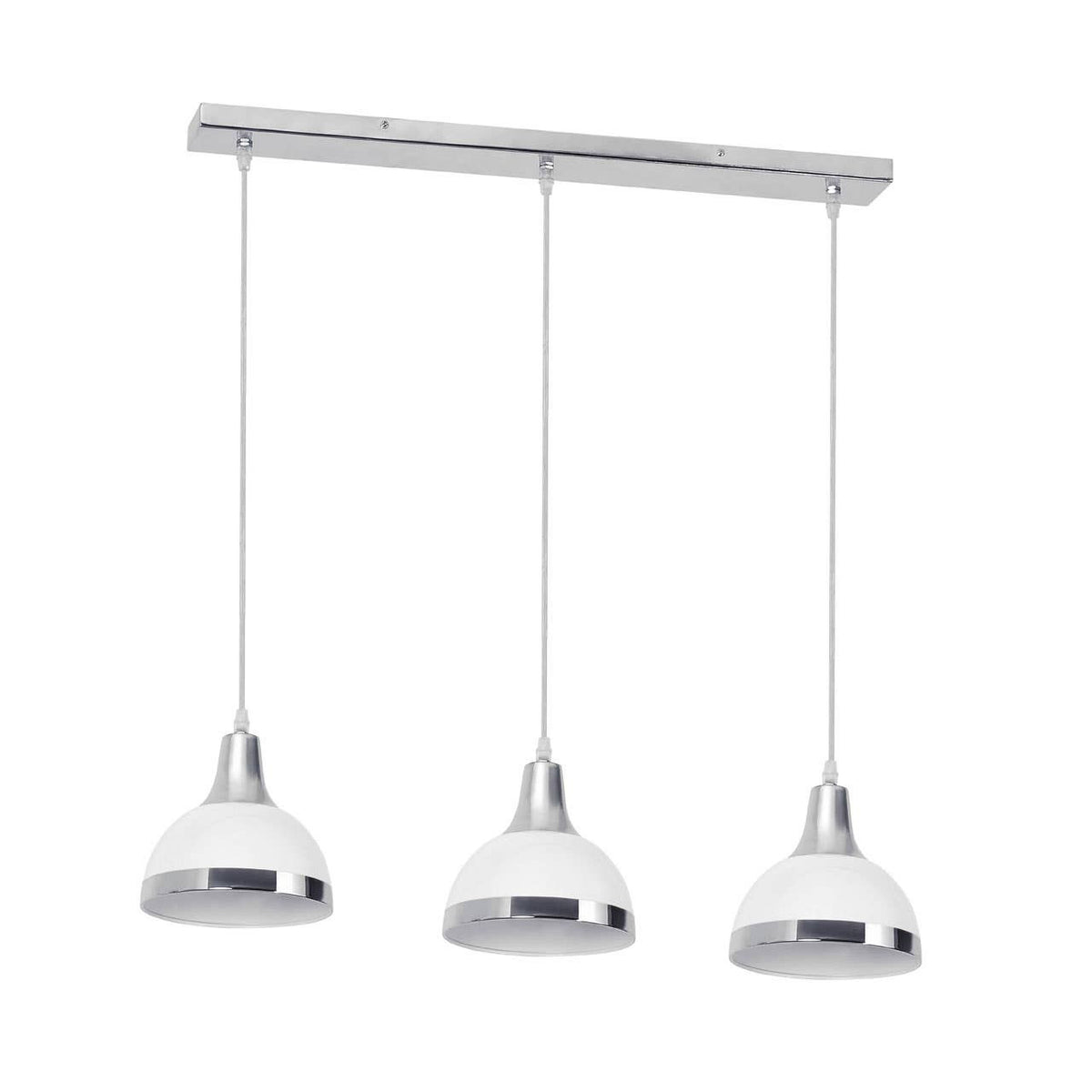 Vermont Three White and Chrome Shade Pendant Light