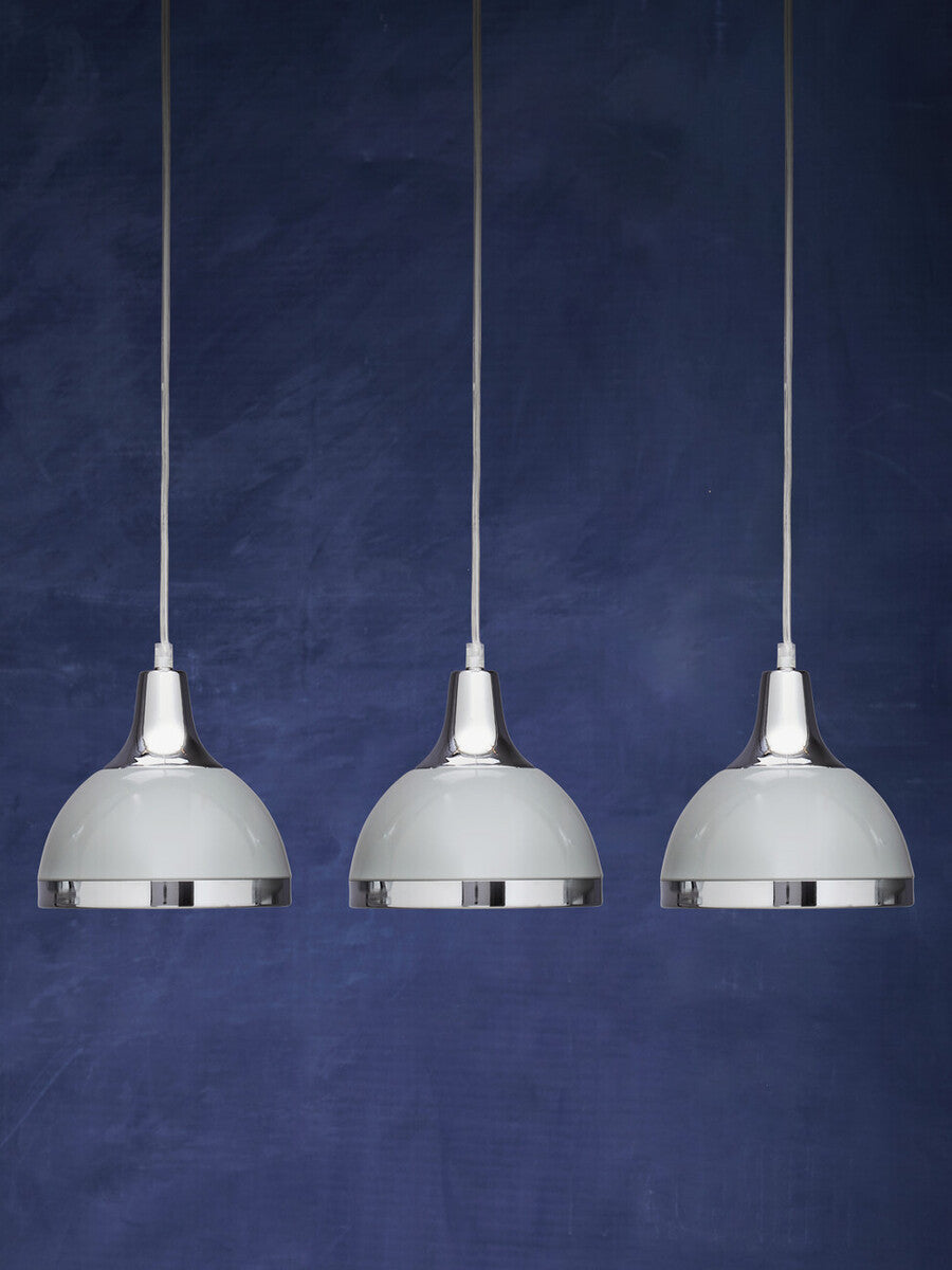 Vermont Three Shutter Grey and Chrome Shade Pendant Light