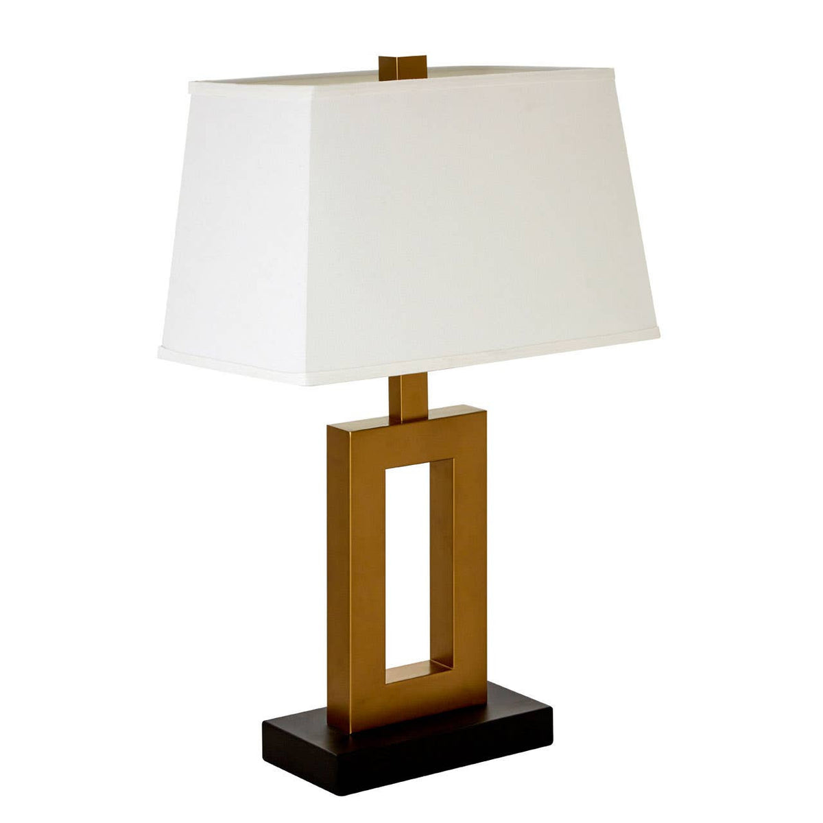 Leora White Fabric Shade with Gold Finish Frame Table Lamp
