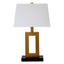 Leora White Fabric Shade with Gold Finish Frame Table Lamp