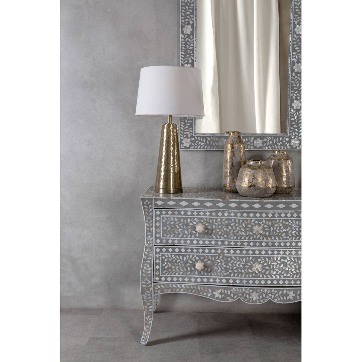 Spiridon Antique Brass Finish Table Lamp with Cream Shade