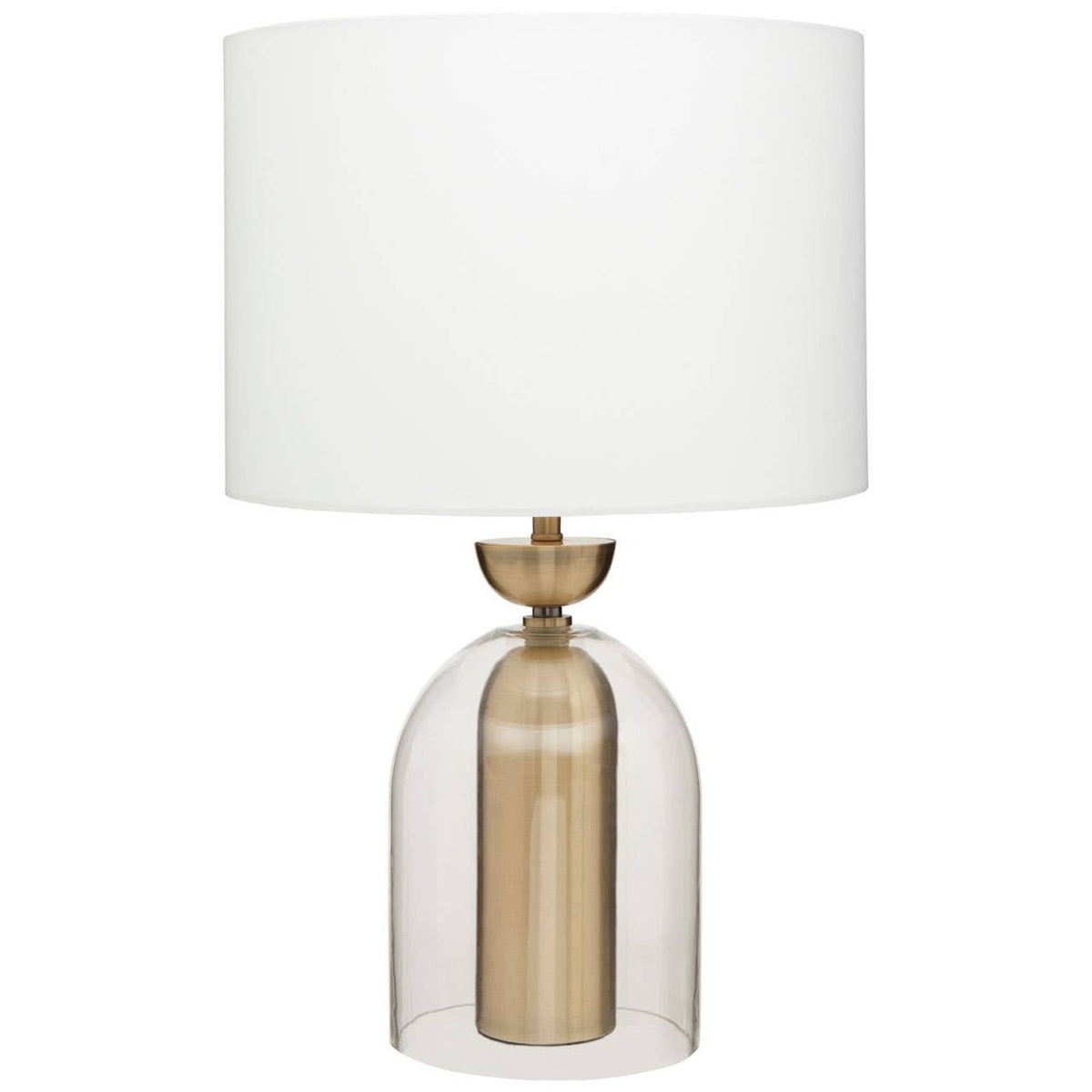 Sellis Clear Glass and Antique Brass Finish Metal Table Lamp