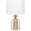 Sellis Clear Glass and Antique Brass Finish Metal Table Lamp