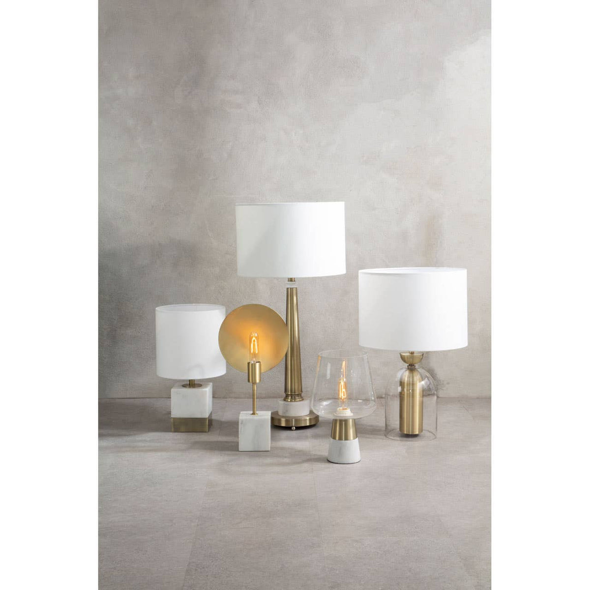 Sellis Clear Glass and Antique Brass Finish Metal Table Lamp
