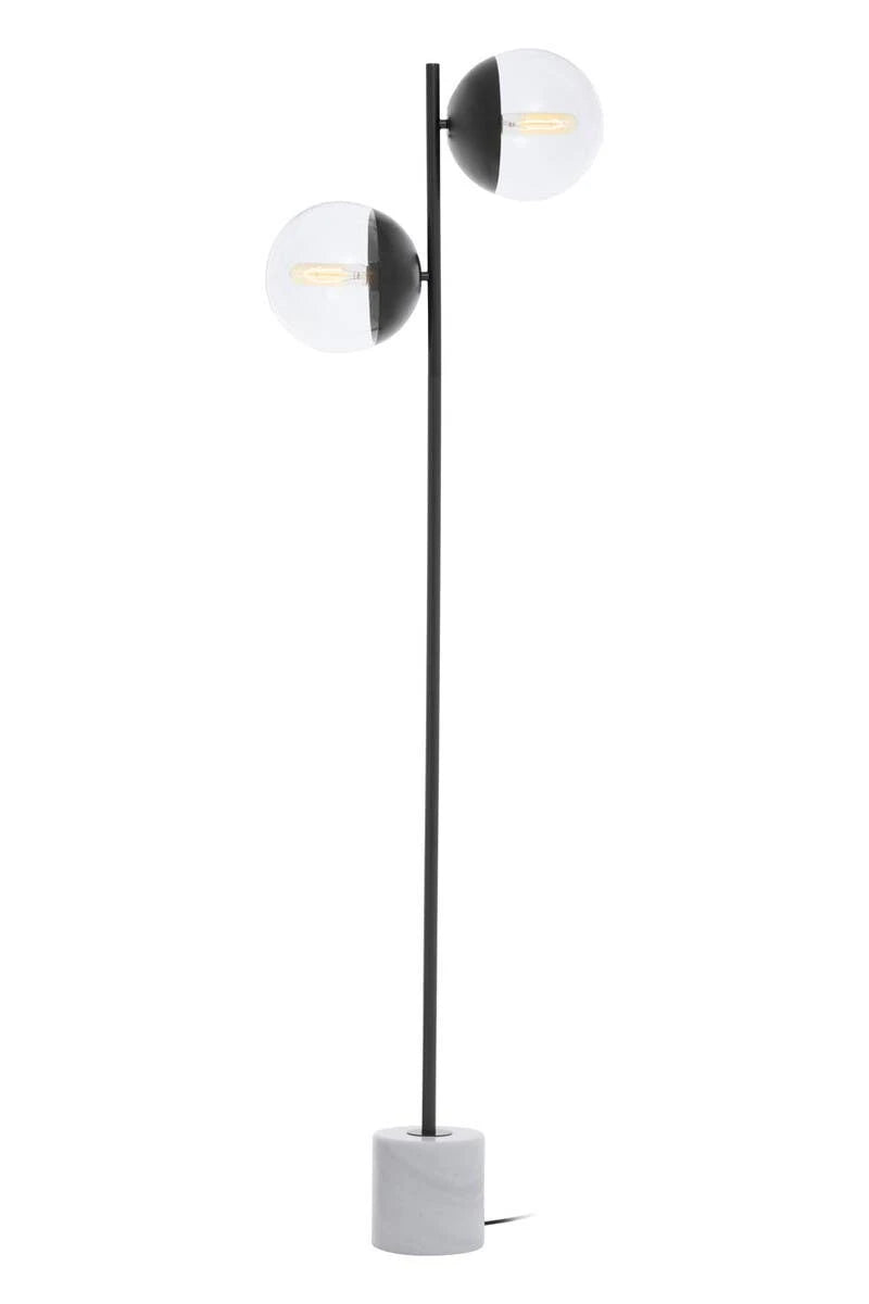 Revive Two Light Black Floor Lamp with Marble Base