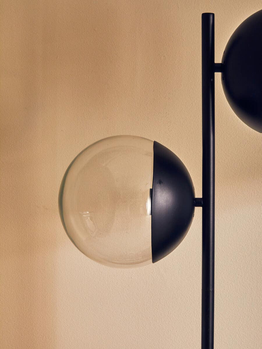 Revive Two Light Black Floor Lamp with Marble Base