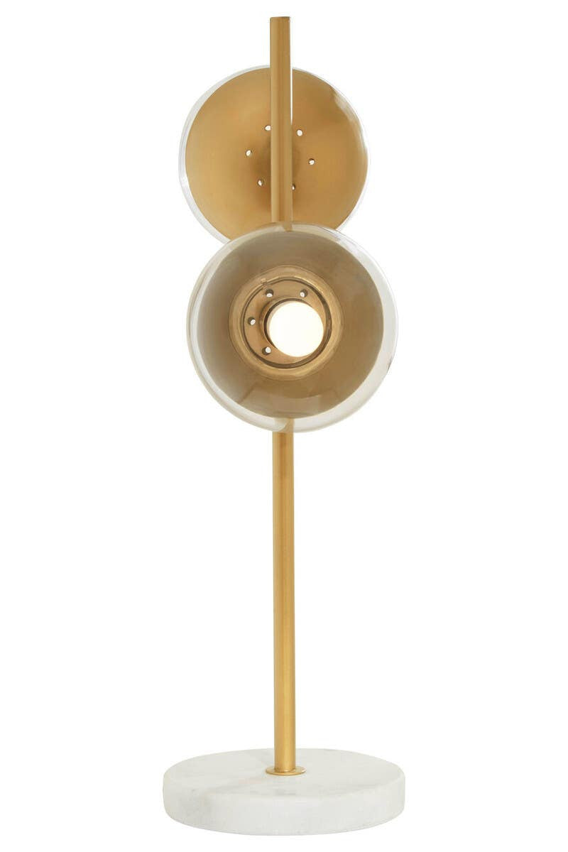 Revive Two Light Gold Finish Table Lamp with White Marble Base