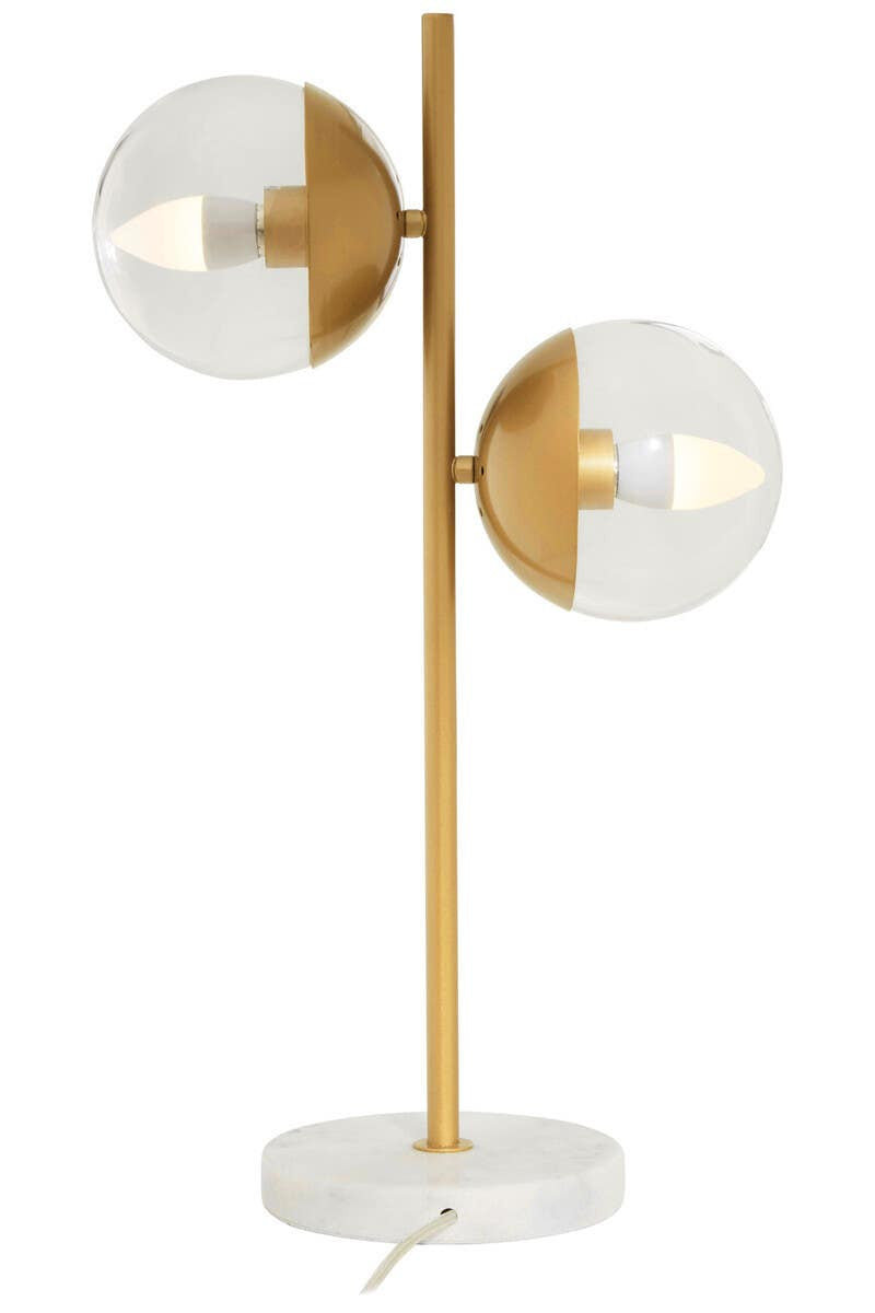Revive Two Light Gold Finish Table Lamp with White Marble Base