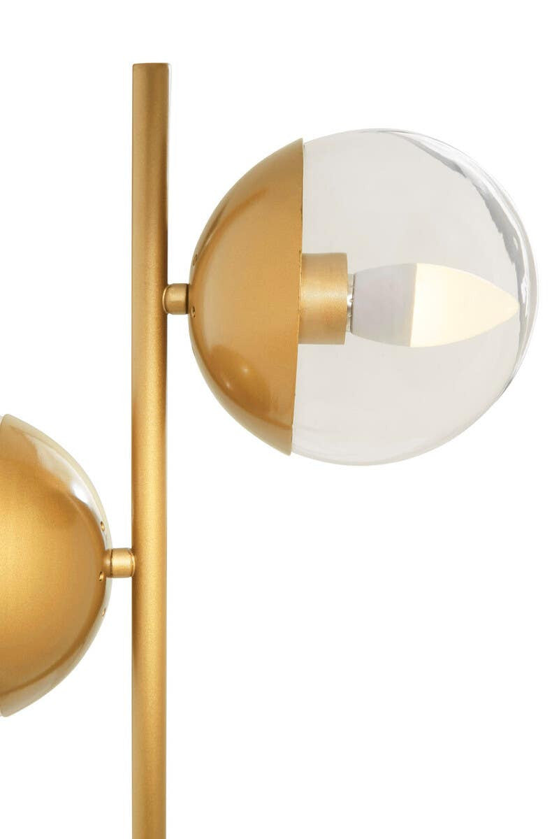 Revive Two Light Gold Finish Table Lamp with White Marble Base