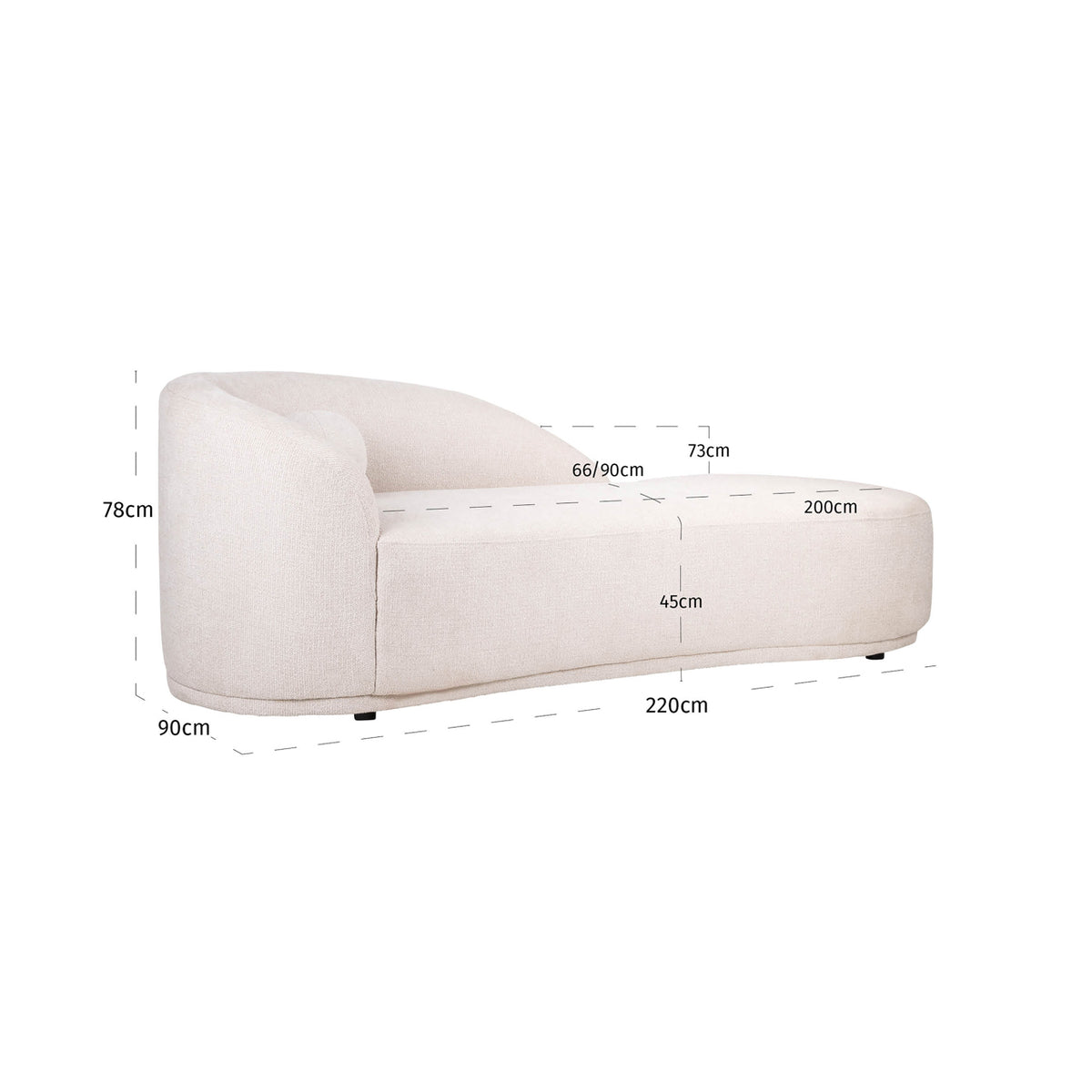 Sofa Emma cream fancy chaise longue