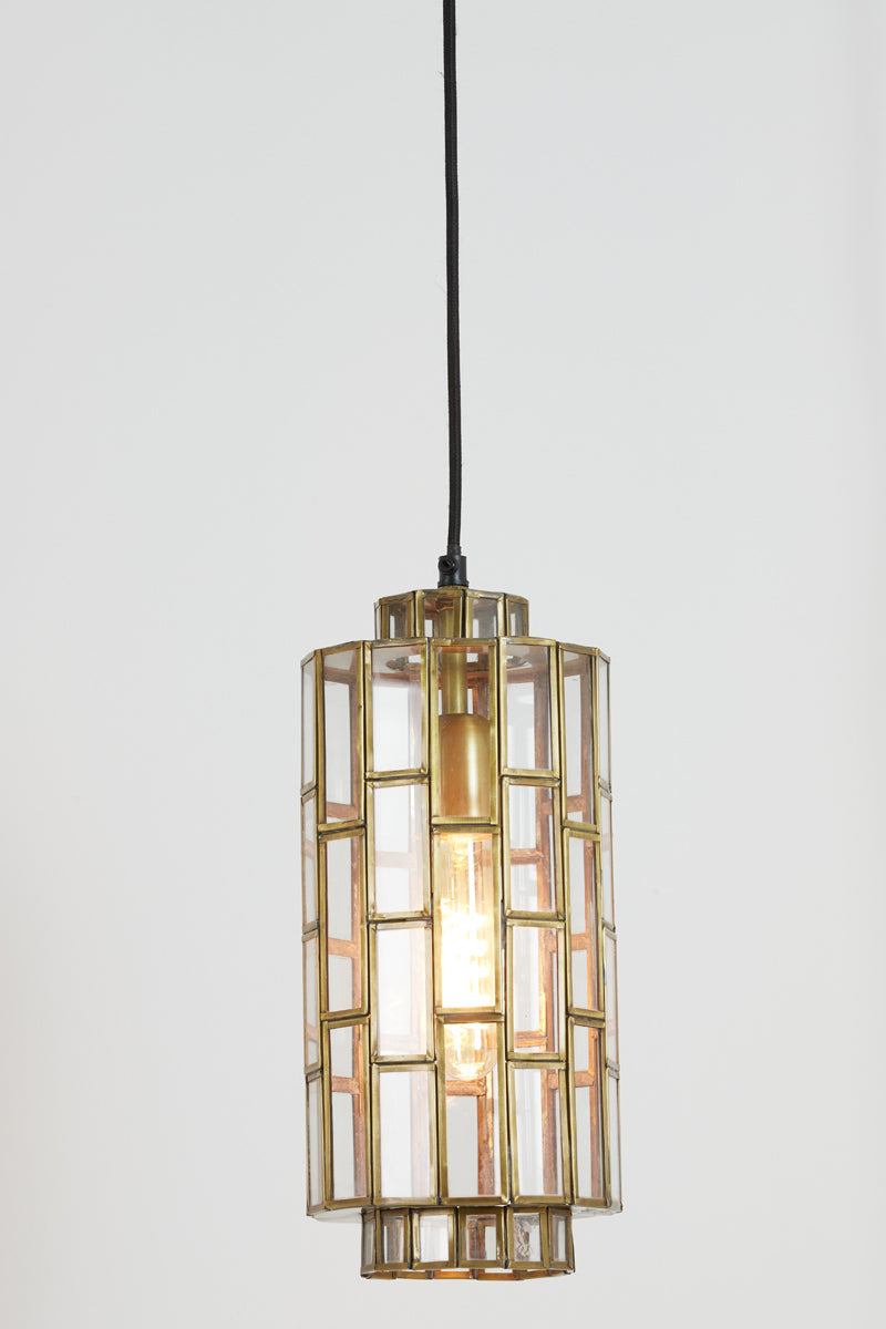 Hanging lamp 15x31 cm SSTRENE antique bronze+glass