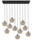 Hanging lamp 10L 124x35x60 cm RAKEL antique bronze+smoked